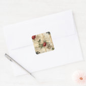 Perkament Liefdesbrief met Bloemen (9) Vierkante Sticker (Envelop)