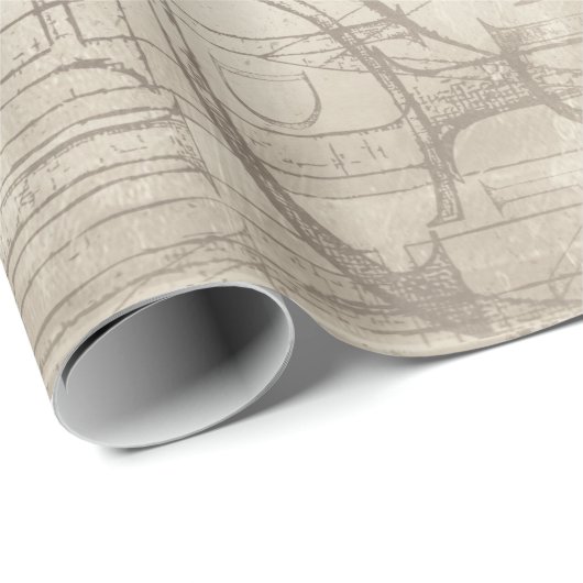  perkament met gedrukte letters cadeaupapier (Rol Hoek)