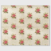 perkament met Red Rose Floral Pattern Cadeaupapier (Vlak)