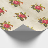 perkament met Red Rose Floral Pattern Cadeaupapier (Hoek)