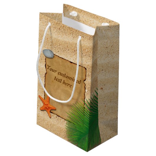 Perkament op Zandachtergrond - Kleine geschenkzak Klein Cadeauzakje (Achterkant Gekanteld)