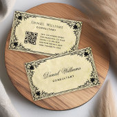  perkament Oud papier Elegant script QR-code Visitekaartje
