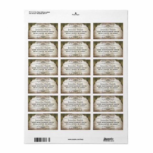  perkament papier script adreslabel etiket (Full Sheet)