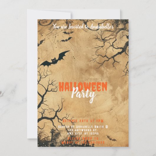 perkament papier vleermuizen enge Halloween parti Kaart (Voorkant)