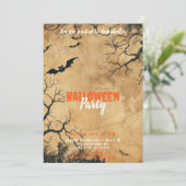 perkament papier vleermuizen enge Halloween parti Kaart (Staand voorkant)