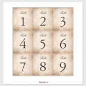  perkament papier wijnfles tafelnummers sticker (Vel)