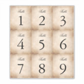  perkament papier wijnfles tafelnummers sticker (Voorkant)