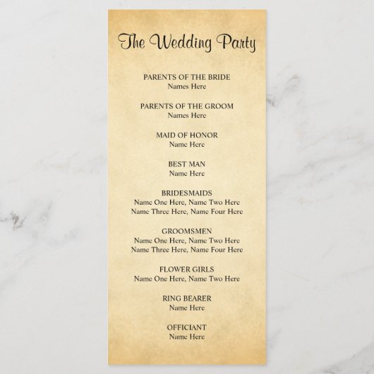 Perkament Patroon Ontwerp Trouwprogramma Programmakaart (Achterkant)