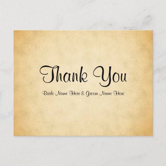 Perkament Patroon Ontwerp Wedding Dank u Briefkaart (Voorkant)