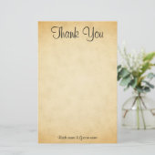 Perkament Patroon Ontwerp Wedding Dank u Briefpapier (Staand voorkant)