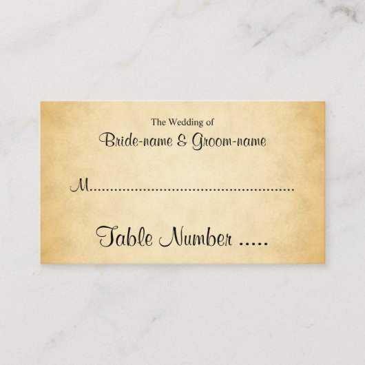 Perkament Patroon Ontwerp Wedding Place Cards Plaatskaartje (Voorkant)