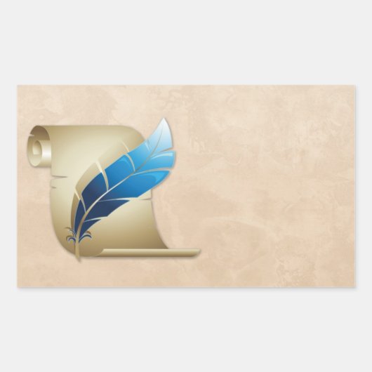 Perkament Scroll en Quill Rechthoekige Sticker (Voorkant)