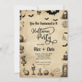  perkament volwassen gotische Halloween Party Kaart (Voorkant)