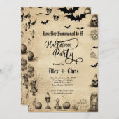  perkament volwassen gotische Halloween Party Kaart (Voorkant / Achterkant)