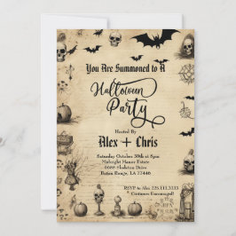  perkament volwassen gotische Halloween Party Kaart