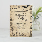 perkament volwassen gotische Halloween Party Kaart (Staand voorkant)