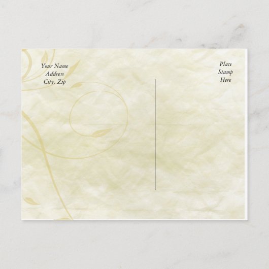 Perkamentblad bloeit op Bewaar de datum Aankondigingskaart (Achterkant)