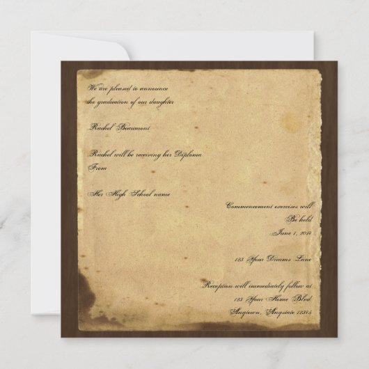 perkamentfotopapier Afstuderen Kaart (Achterkant)