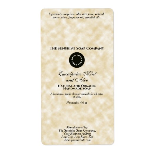 Perkamentpapier stijl zeep verpakking label w Logo (Voorkant)