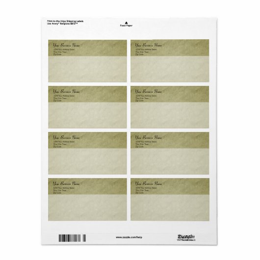 Perkamentstijl Zakelijk Verzendlabel (Full Sheet)
