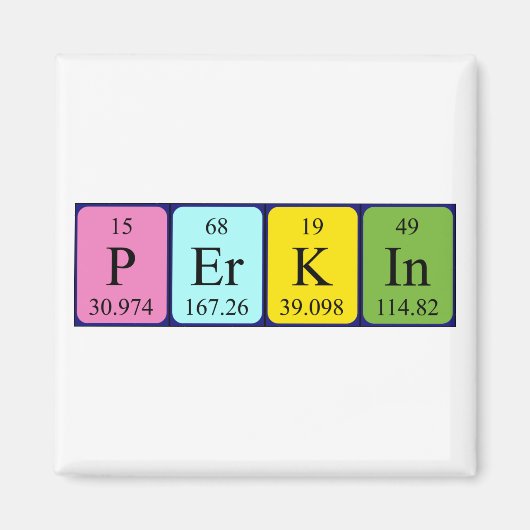 Perkin periodieke lijstnaam magnet (Voorkant)