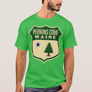 Perkins Cove Maine Retro Pine Tree Schild Groen T-shirt