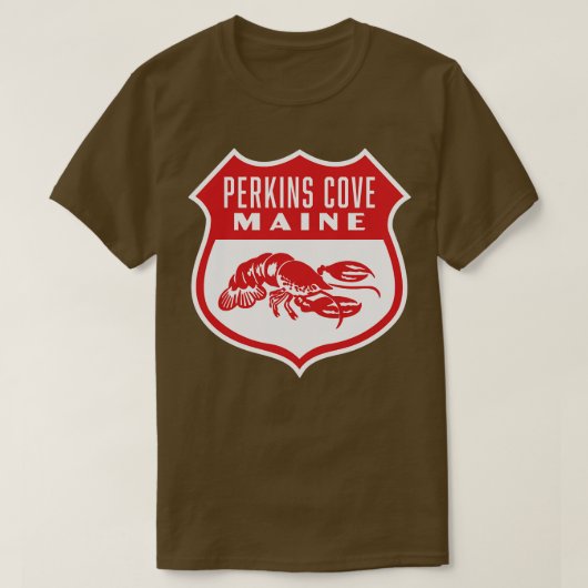 Perkins Cove Maine Retro Shield Rood T-shirt (Design voorkant)