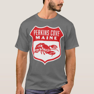 Perkins Cove Maine Retro Shield Rood T-shirt