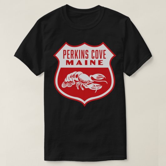 Perkins Cove Maine Retro Shield Wit T-shirt (Design voorkant)