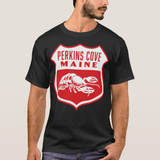 Perkins Cove Maine Retro Shield Wit T-shirt