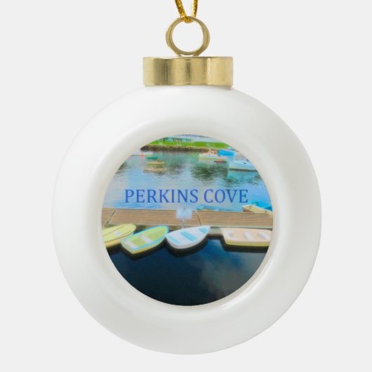 Perkins Cove Rowships Keramische Bal Ornament (Voorkant)