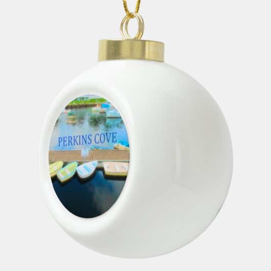 Perkins Cove Rowships Keramische Bal Ornament (Rechts)
