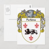 Perkins wapenschild/familiekust (bemand) briefkaart (Voorkant / Achterkant)