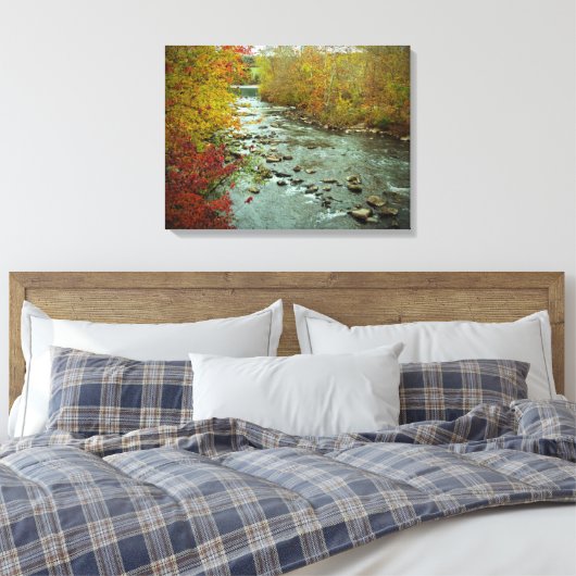Perkiomen Creek in Autumn Green Lane Pennsylvania Canvas Afdruk (Insitu (Slaapkamer))