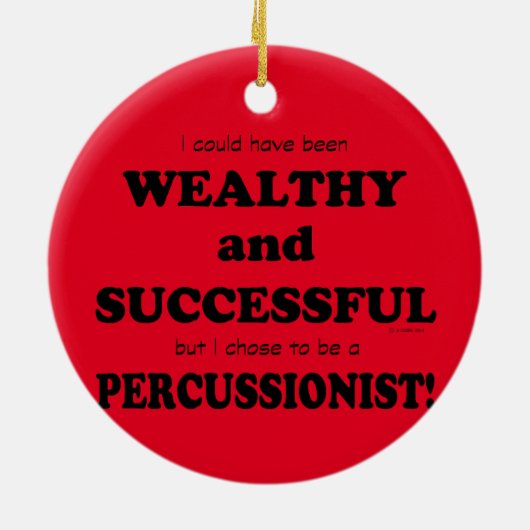 Perkussionist rijk en succesvol keramisch ornament (Achterkant)