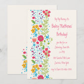 Perky Floral Border Uitnodiging (Voorkant / Achterkant)