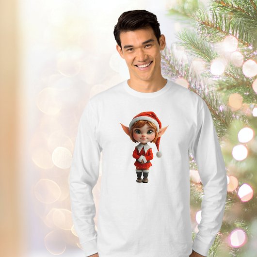Perky Girl Christmas Elf Mannen T-shirt