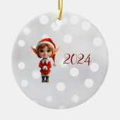 Perky Girl Kerst Elf Keramisch Ornament (Voorkant)
