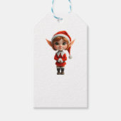 Perky Meisje Kerst Elf Witte Gift Labels Cadeaulabel (Voorkant)
