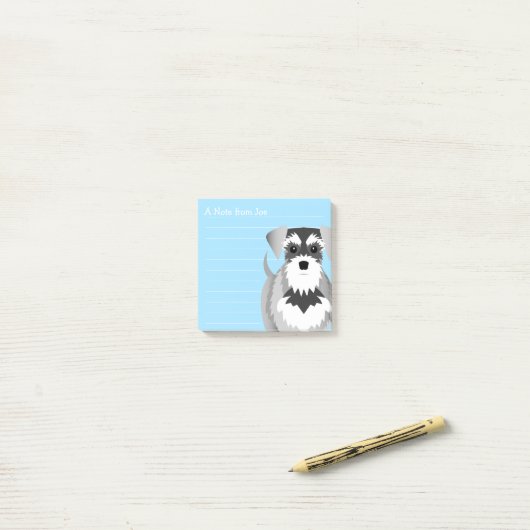 Perky Miniature Schnauzer Cute Blue Post-it® Notes (Op bureau)