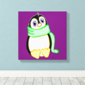 Perky Penguin 12 x 12 Canvas Afdruk (Insitu (Houten vloer))