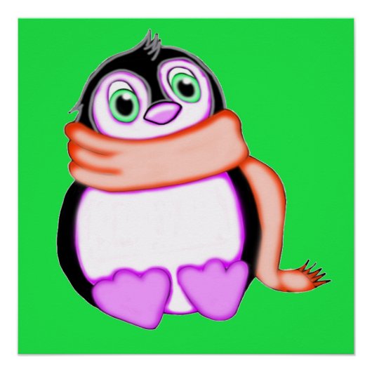 Perky Penguin Green Poster (Voorkant)