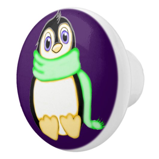 Perky Penguin Keramische Knop (Rechts)