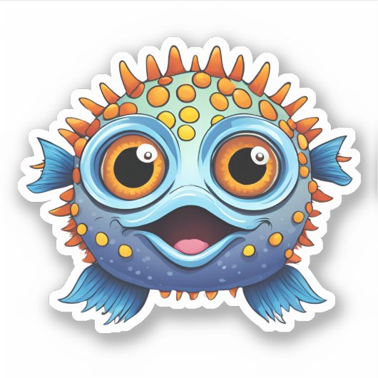 Perky Puffer Vis Waterdicht Sticker (Voorkant)