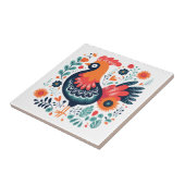 Perky Rooster Scandinavische volkskunst Tegeltje (Zijkant)