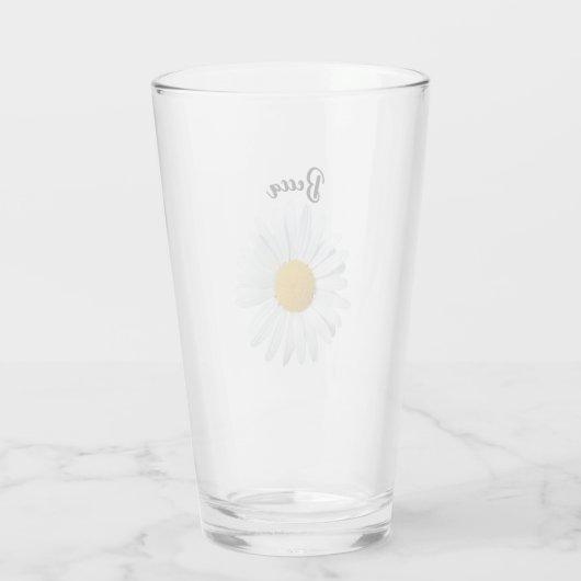 Perky White Daisy Flower Gepersonaliseerd glas (Achterkant)