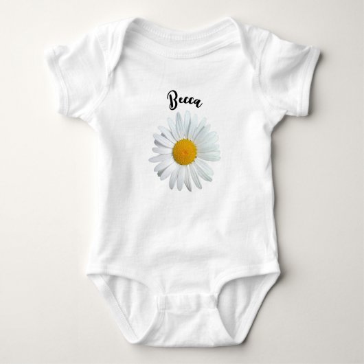Perky White Daisy Flower gepersonaliseerd Romper (Voorkant)