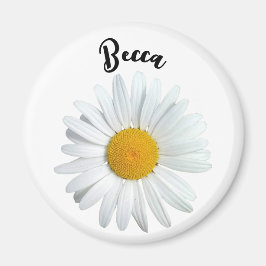 Perky White Daisy Flower gepersonaliseerde magneet