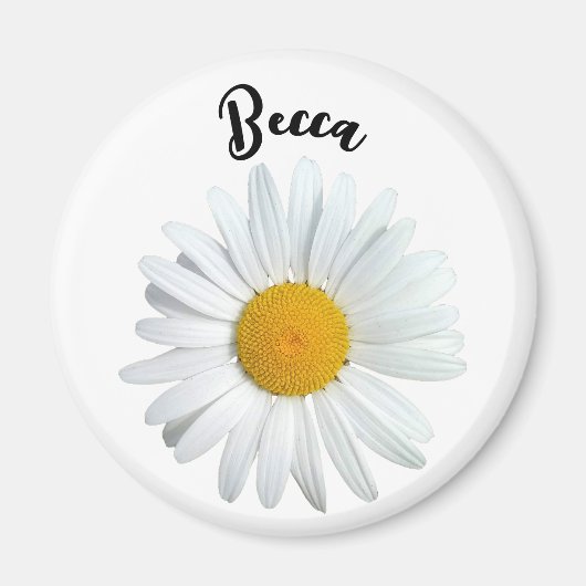 Perky White Daisy Flower gepersonaliseerde magneet (Voorkant)