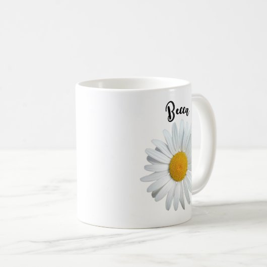 Perky White Daisy Flower Gepersonaliseerde Mok (Voorkant rechts)